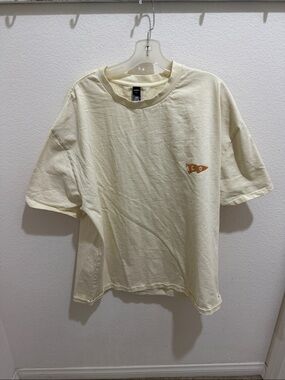 Men's Cream Short-Sleeve Graphic Tee with Small Chest Emblem